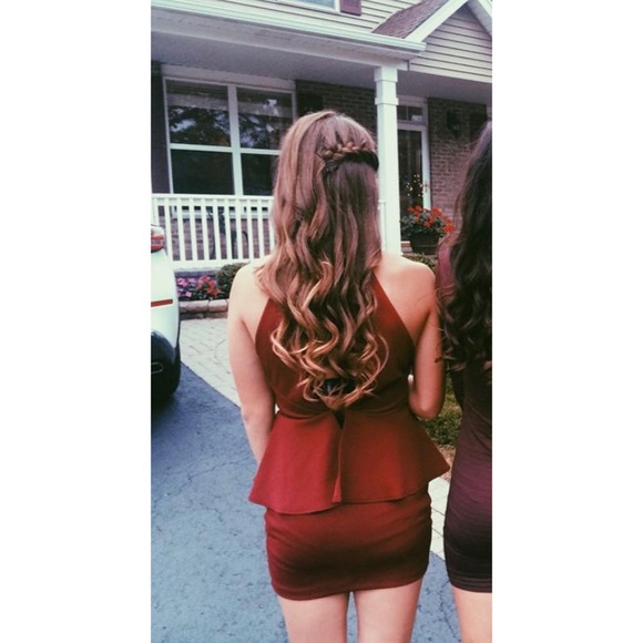 Red Peplum Mini Dress - Picture 3 of 3